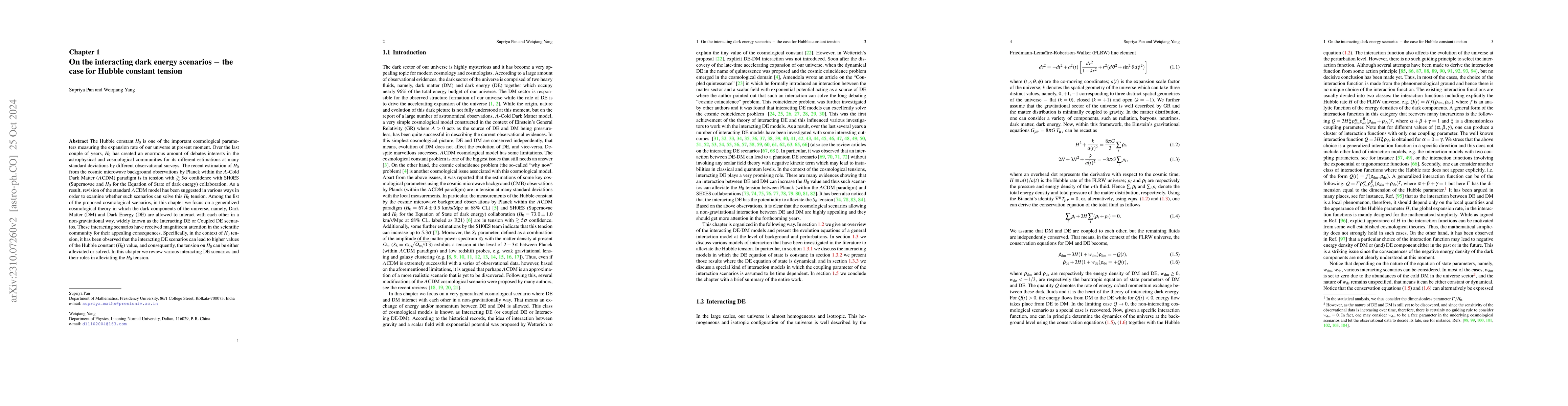 Thumbnail for On the interacting dark energy scenarios $-$ the case for Hubble
  constant tension