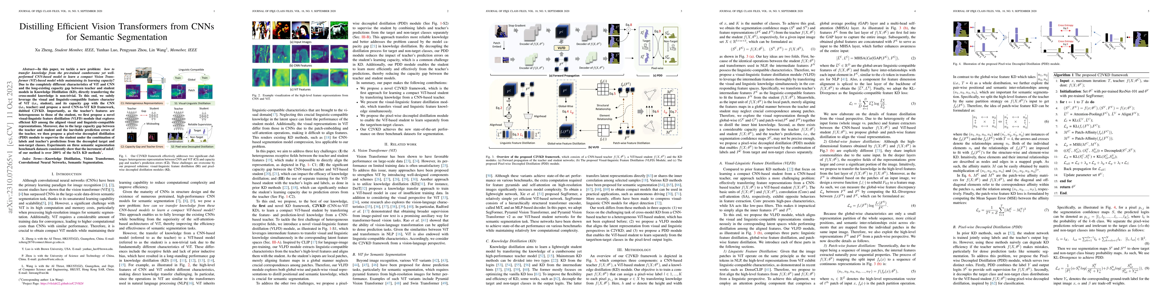 Thumbnail for Distilling Efficient Vision Transformers from CNNs for Semantic
  Segmentation