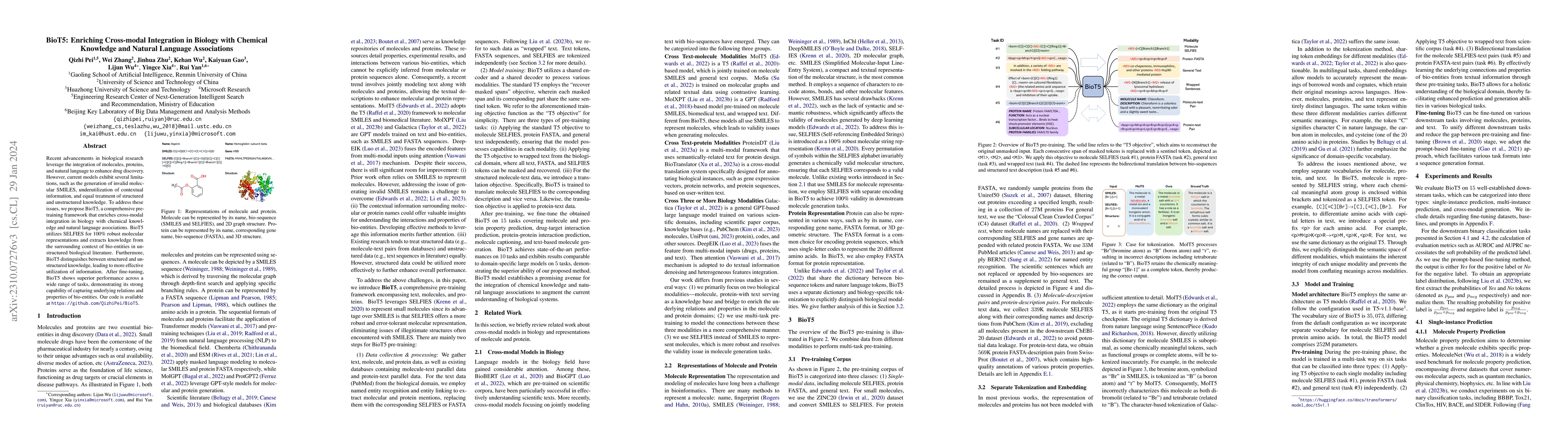 Thumbnail for BioT5: Enriching Cross-modal Integration in Biology with Chemical
  Knowledge and Natural Language Associations