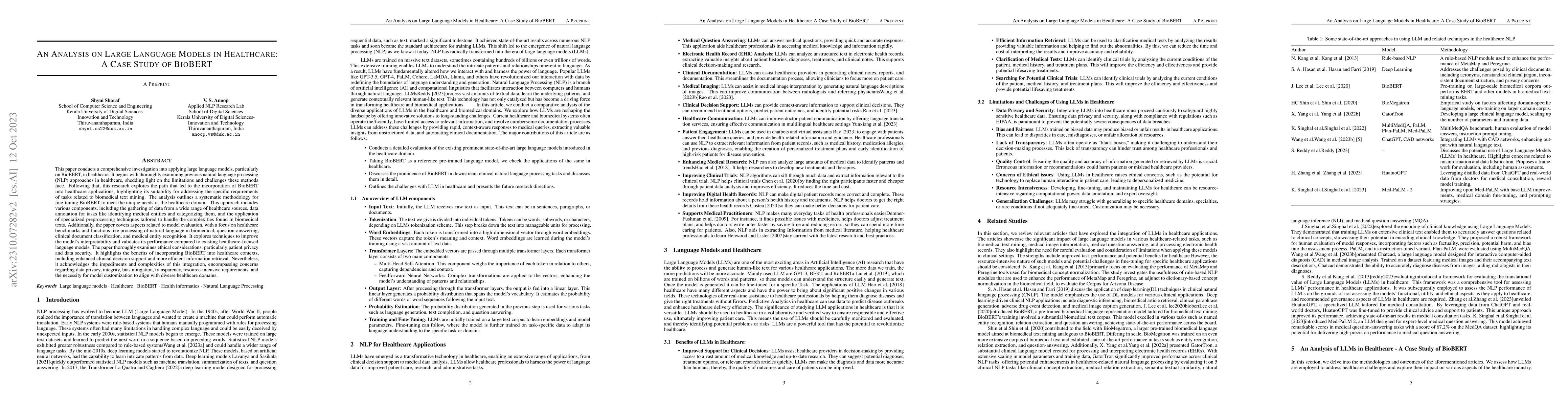 Thumbnail for An Analysis on Large Language Models in Healthcare: A Case Study of
  BioBERT