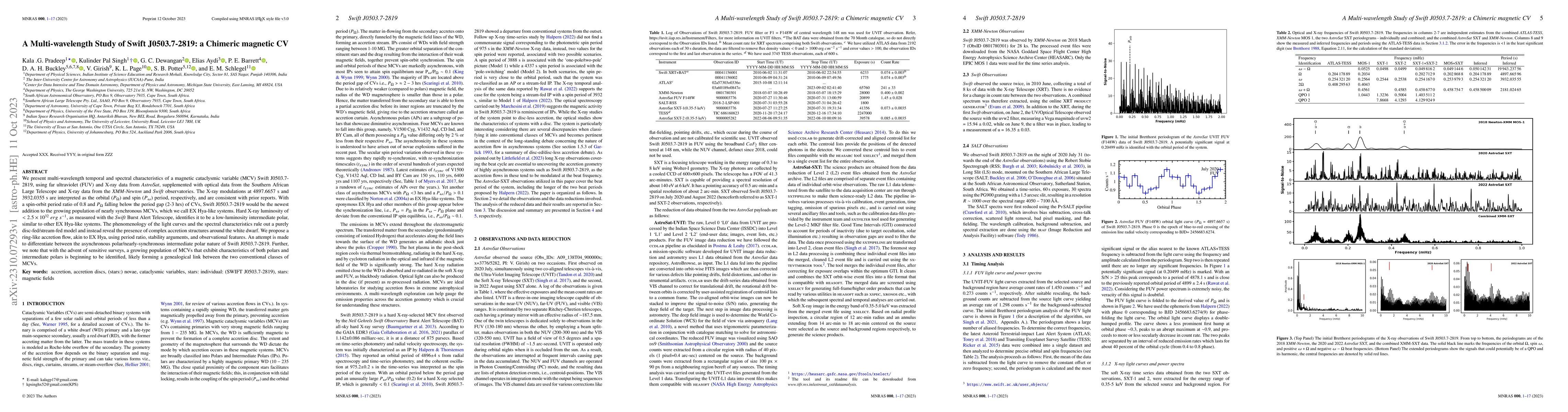 Thumbnail for A Multi-wavelength Study of Swift J0503.7-2819: a Chimeric magnetic CV