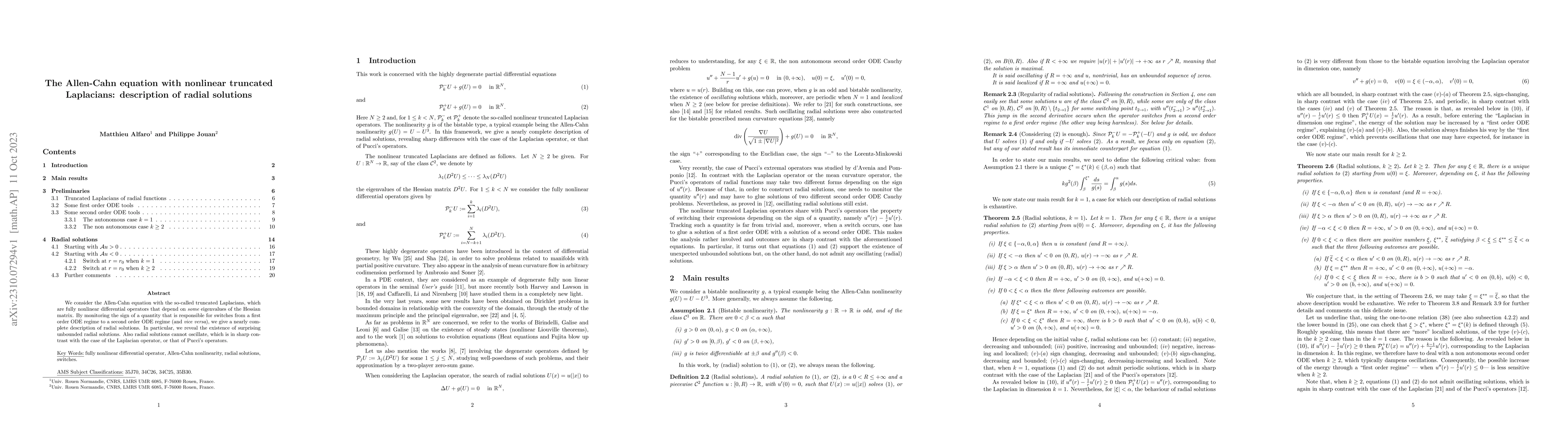 Thumbnail for The Allen-Cahn equation with nonlinear truncated Laplacians: description
  of radial solutions