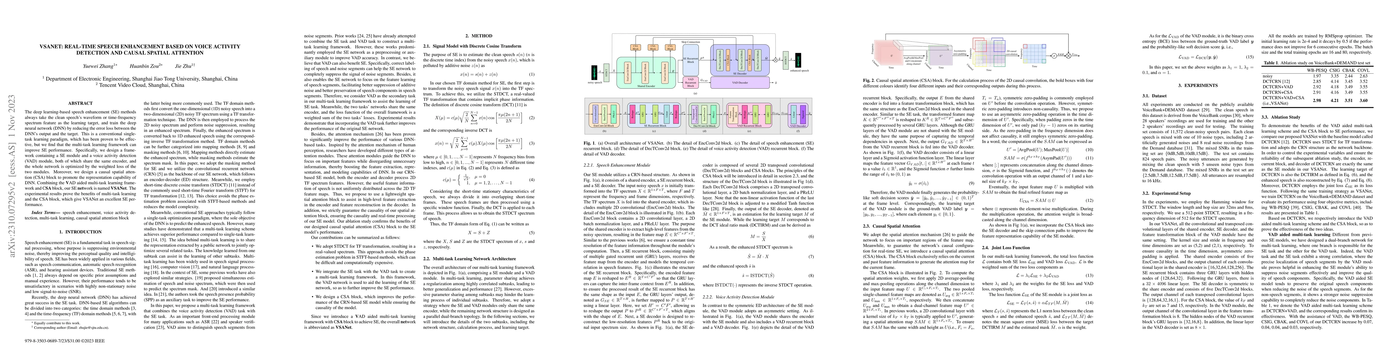 Thumbnail for VSANet: Real-time Speech Enhancement Based on Voice Activity Detection
  and Causal Spatial Attention
