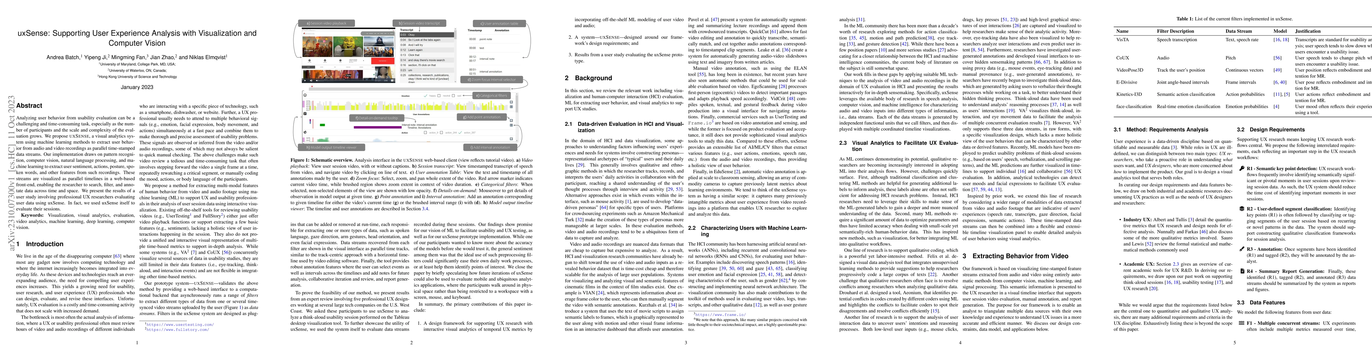 Thumbnail for uxSense: Supporting User Experience Analysis with Visualization and
  Computer Vision