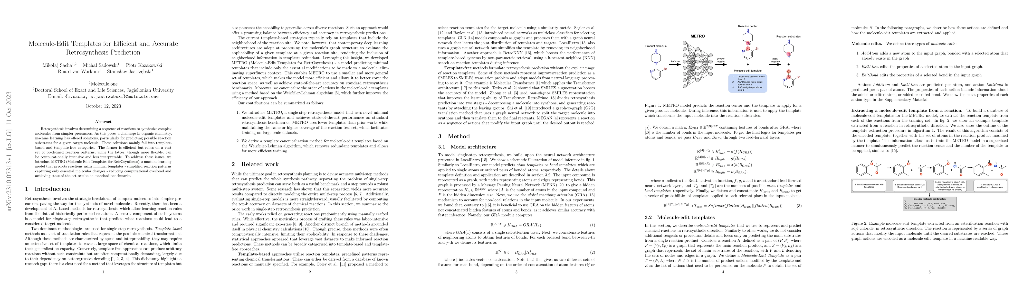 Thumbnail for Molecule-Edit Templates for Efficient and Accurate Retrosynthesis
  Prediction