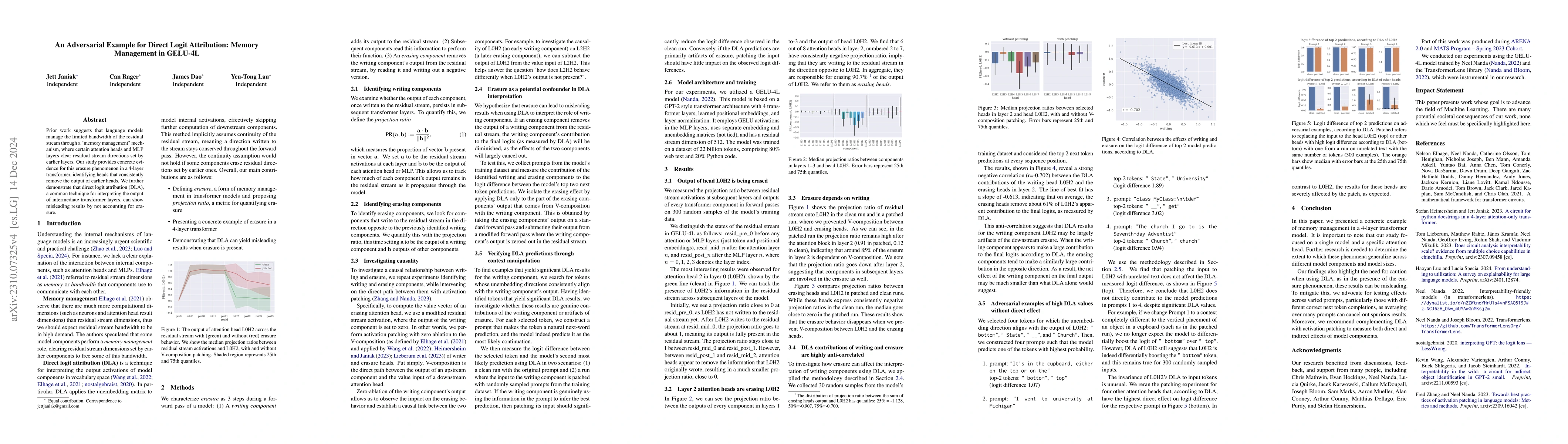 Thumbnail for An Adversarial Example for Direct Logit Attribution: Memory Management
  in gelu-4l