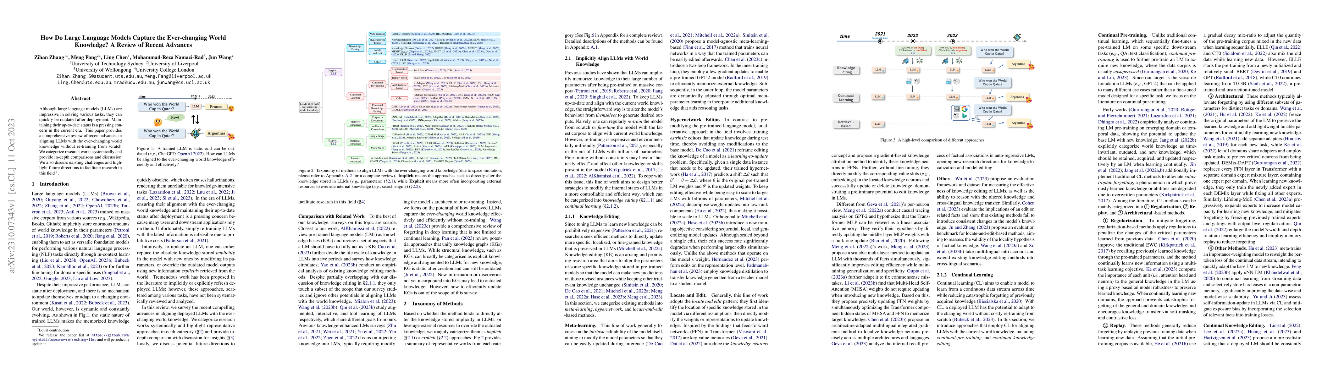 Thumbnail for How Do Large Language Models Capture the Ever-changing World Knowledge?
  A Review of Recent Advances