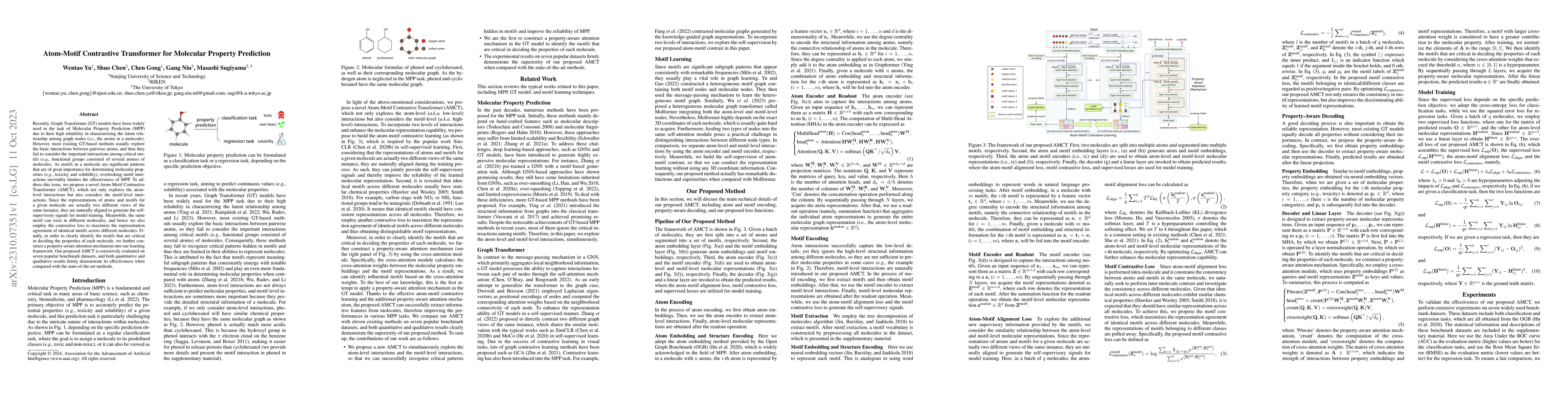 Thumbnail for Atom-Motif Contrastive Transformer for Molecular Property Prediction
