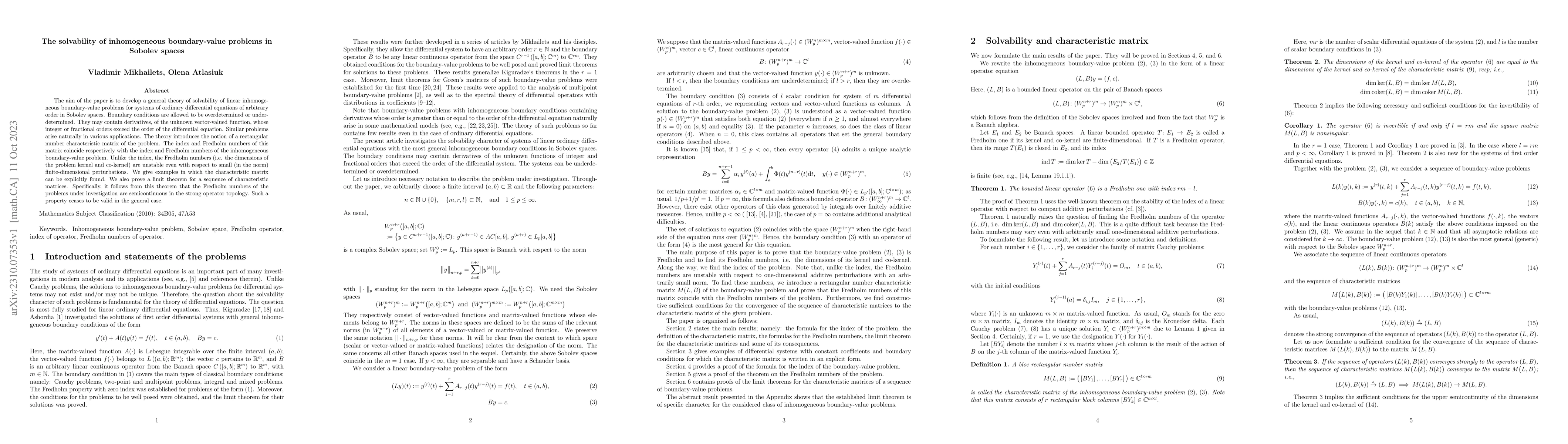 Thumbnail for The solvability of inhomogeneous boundary-value problems in Sobolev
  spaces