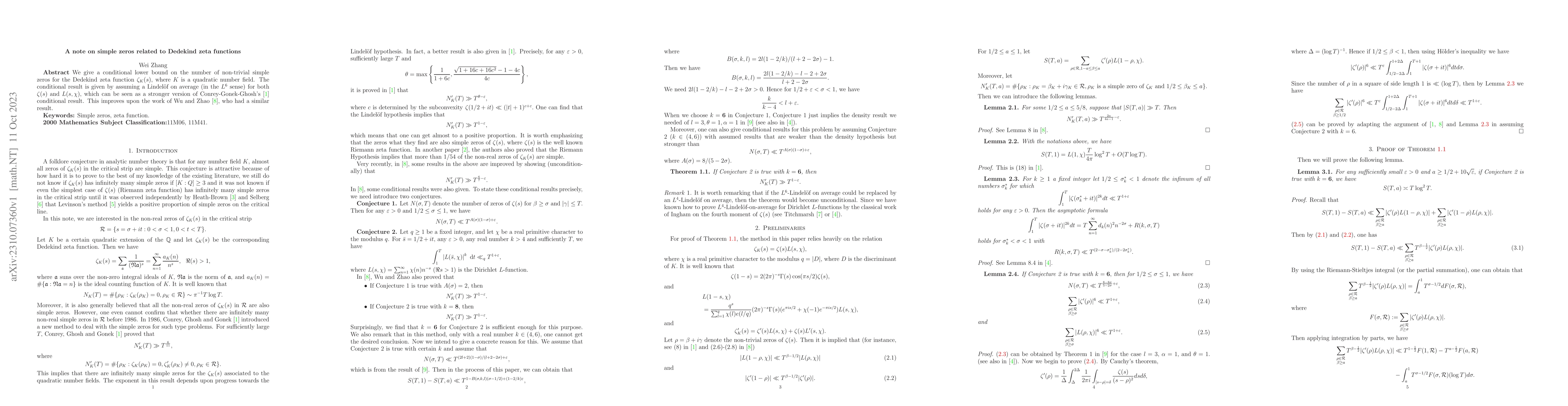Thumbnail for A note on simple zeros related to Dedekind zeta functions