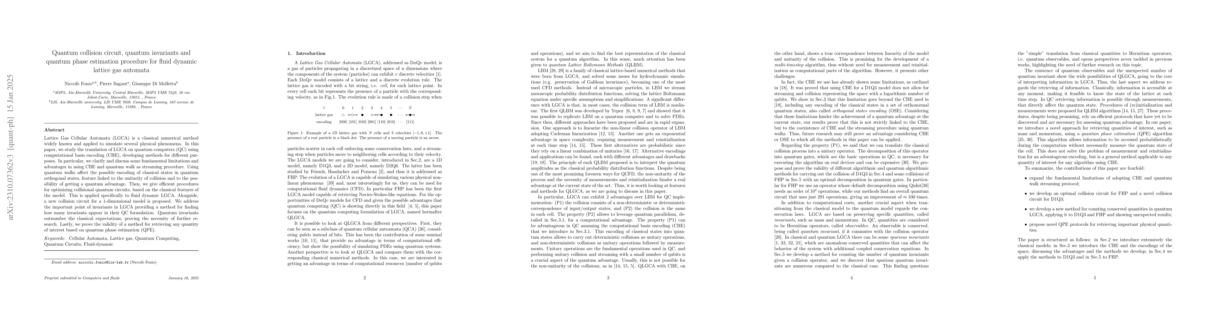 Thumbnail for Quantum collision circuit, quantum invariants and quantum phase
  estimation procedure for fluid dynamic lattice gas automata