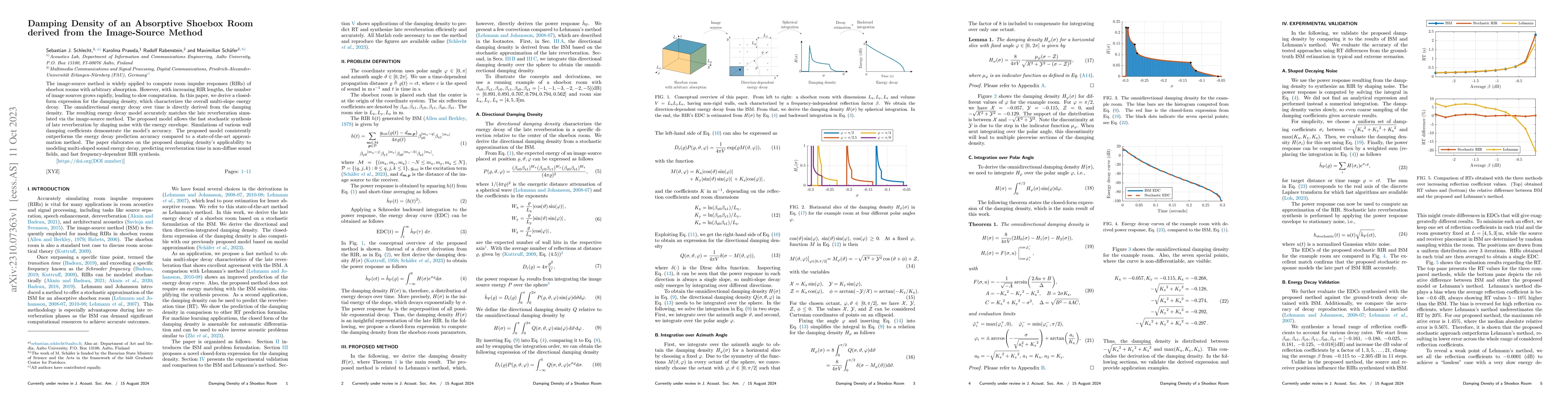 Thumbnail for Damping Density of an Absorptive Shoebox Room Derived from the
  Image-Source Method