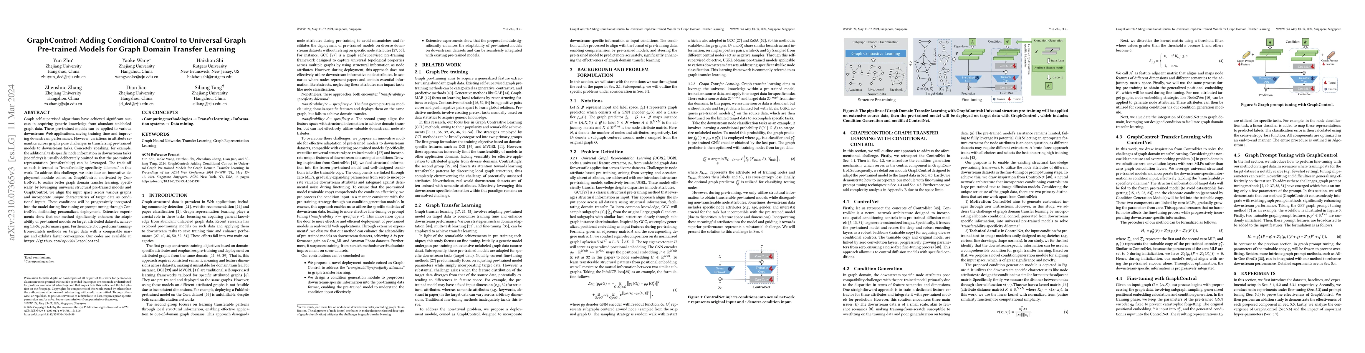 Thumbnail for GraphControl: Adding Conditional Control to Universal Graph Pre-trained
  Models for Graph Domain Transfer Learning