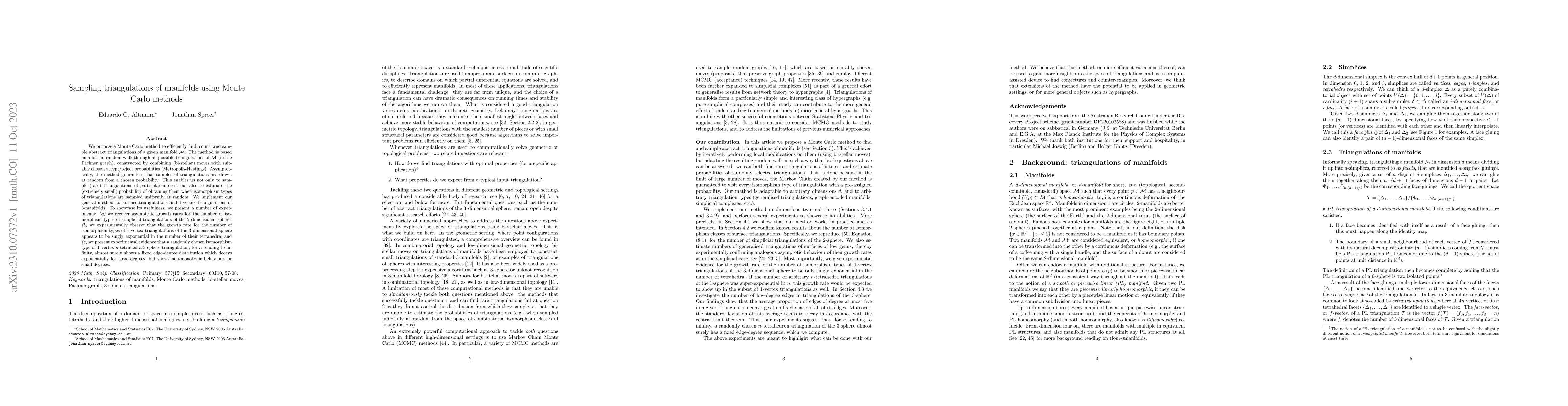 Thumbnail for Sampling triangulations of manifolds using Monte Carlo methods
