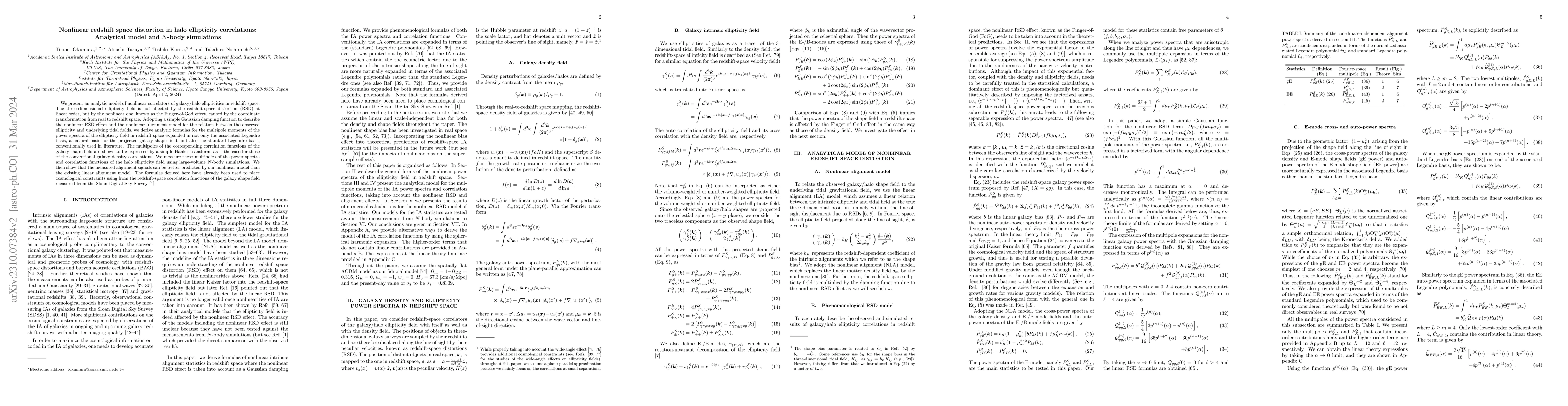 Thumbnail for Nonlinear redshift space distortion in halo ellipticity correlations:
  Analytical model and N-body simulations