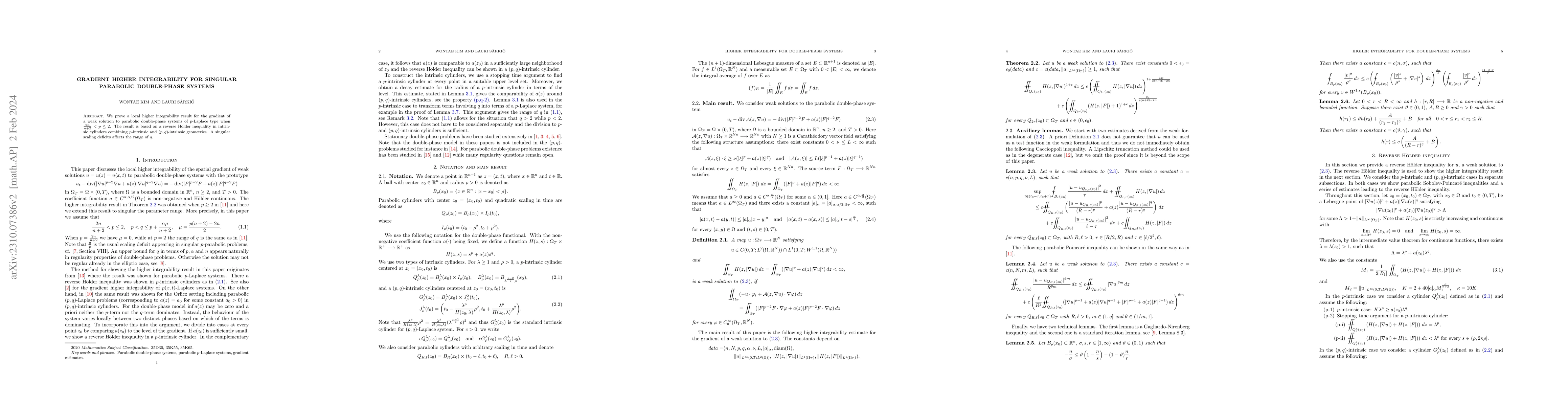 Thumbnail for Gradient higher integrability for singular parabolic double-phase
  systems