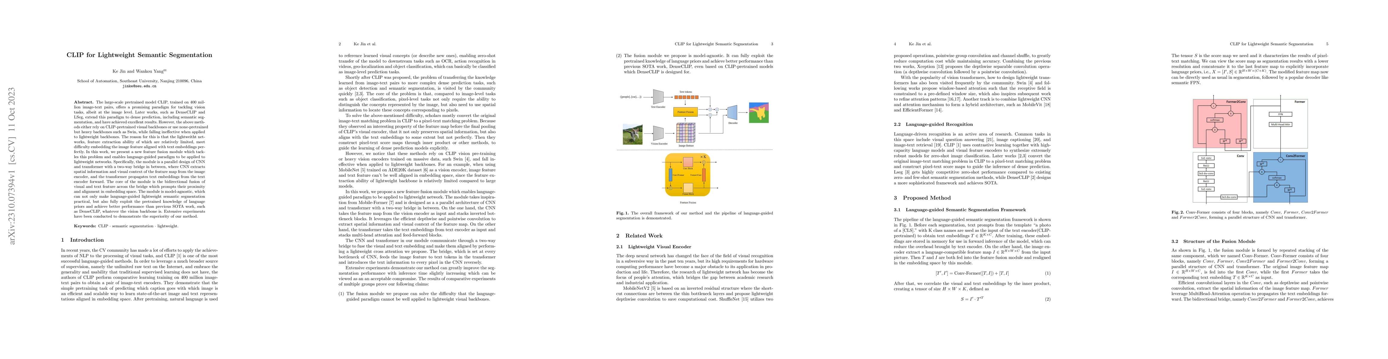 Thumbnail for CLIP for Lightweight Semantic Segmentation
