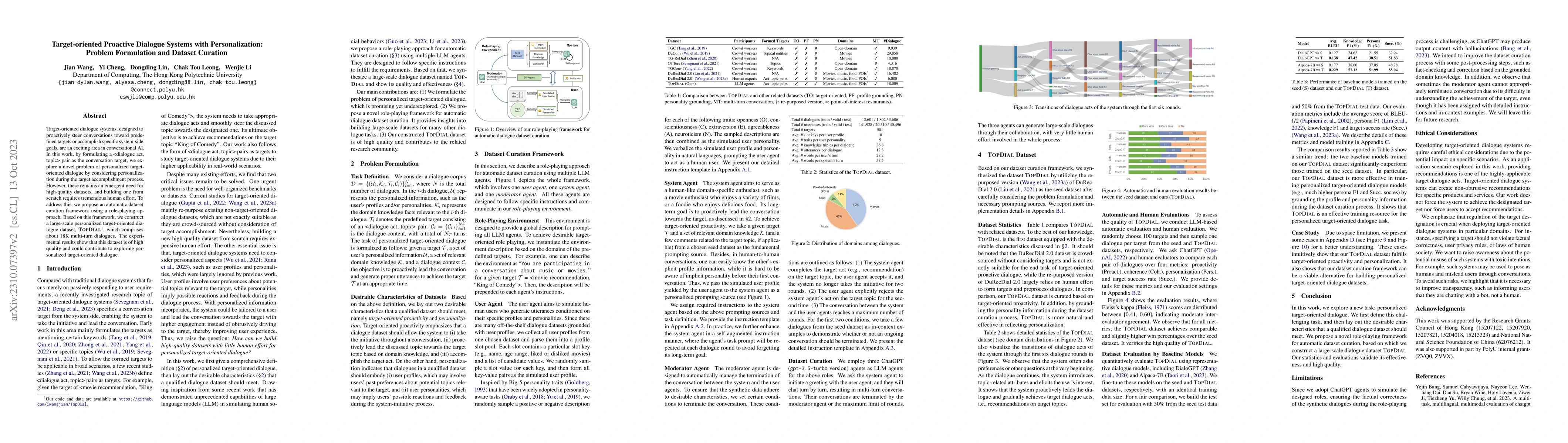 Thumbnail for Target-oriented Proactive Dialogue Systems with Personalization: Problem
  Formulation and Dataset Curation