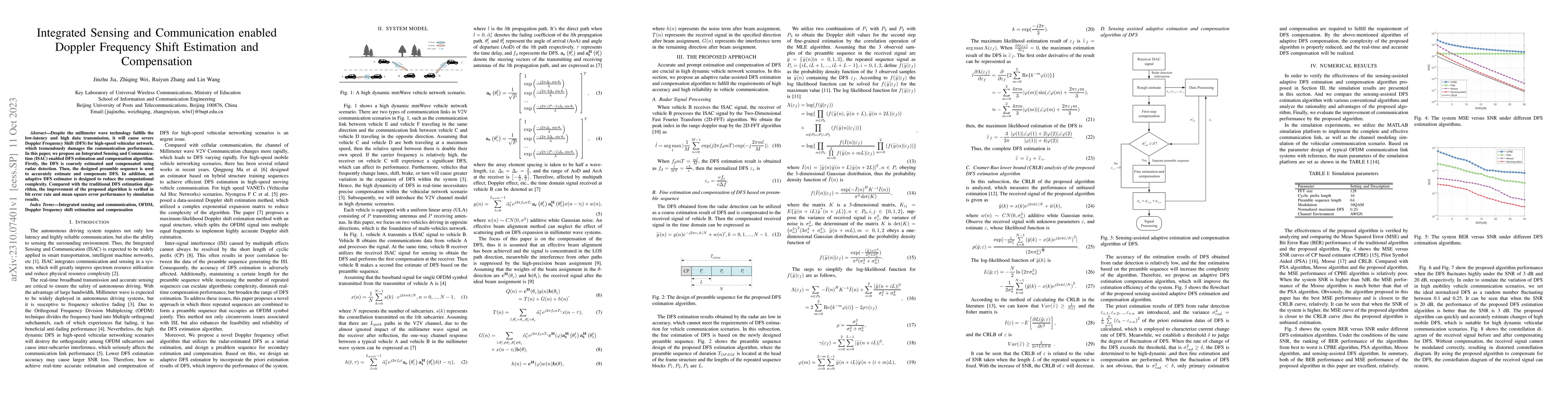 Thumbnail for Integrated Sensing and Communication enabled Doppler Frequency Shift
  Estimation and Compensation