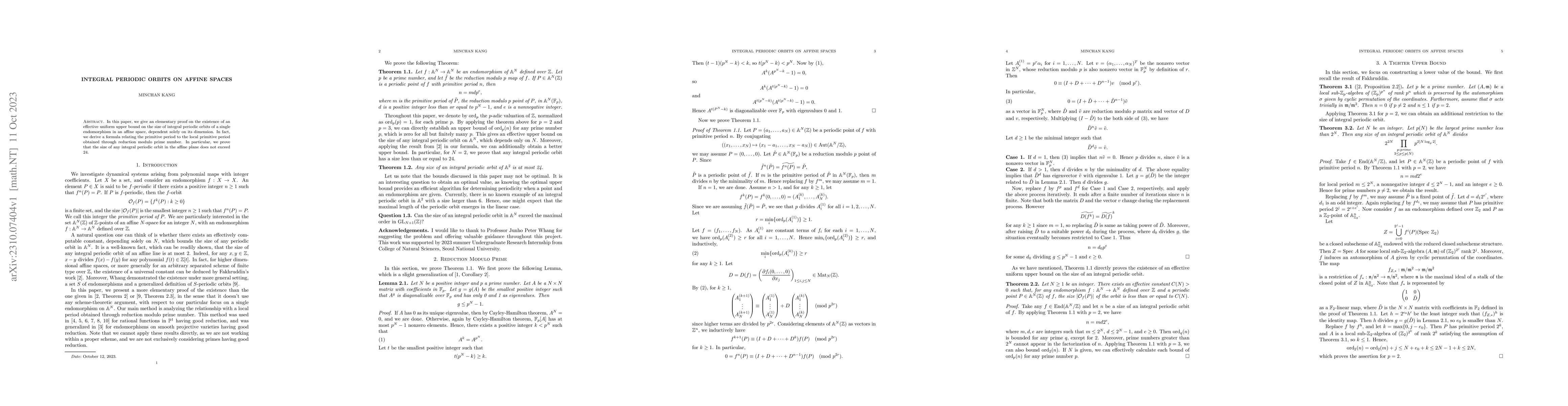 Thumbnail for Integral periodic orbits on affine spaces