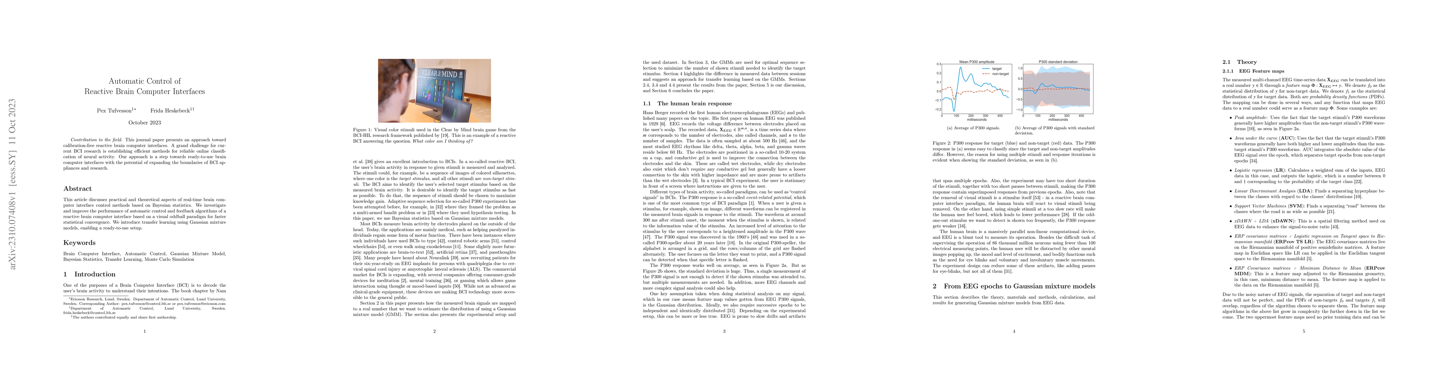 Thumbnail for Automatic Control of Reactive Brain Computer Interfaces