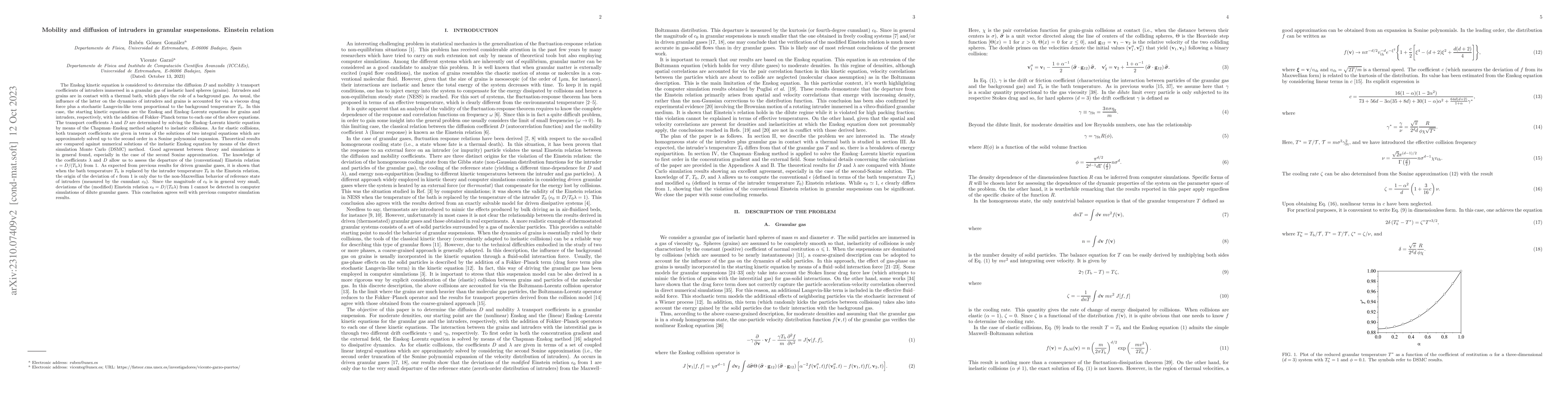 Thumbnail for Mobility and diffusion of intruders in granular suspensions. Einstein
  relation