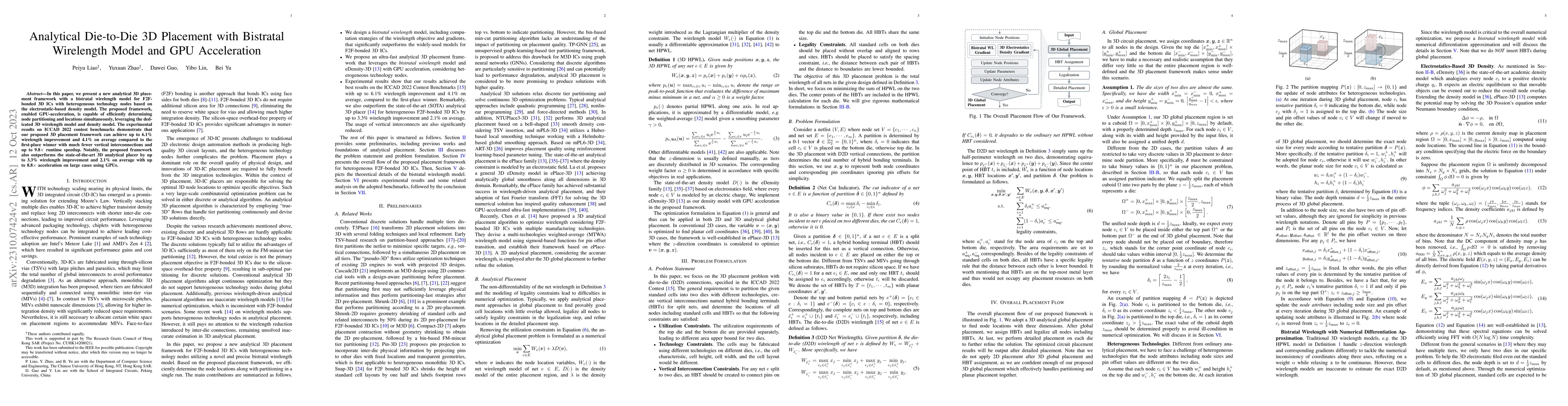 Thumbnail for Analytical Die-to-Die 3D Placement with Bistratal Wirelength Model and
  GPU Acceleration