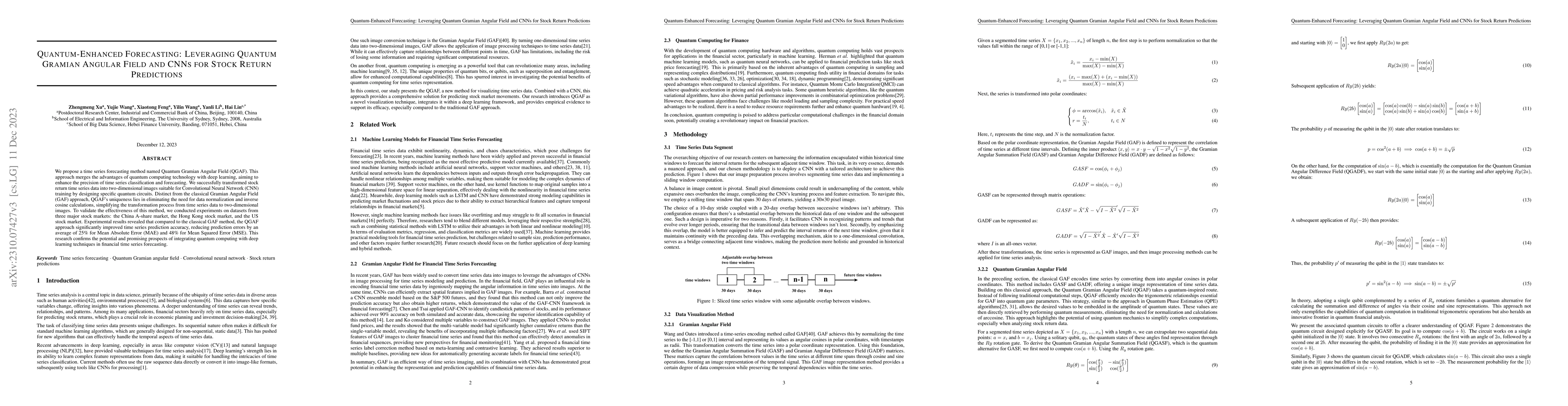 Thumbnail for Quantum-Enhanced Forecasting: Leveraging Quantum Gramian Angular Field
  and CNNs for Stock Return Predictions