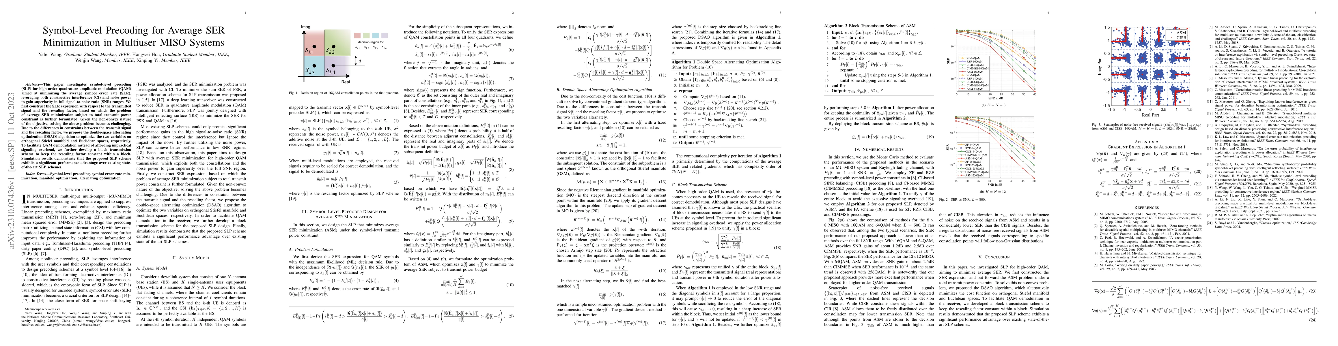 Thumbnail for Symbol-Level Precoding for Average SER Minimization in Multiuser MISO
  Systems