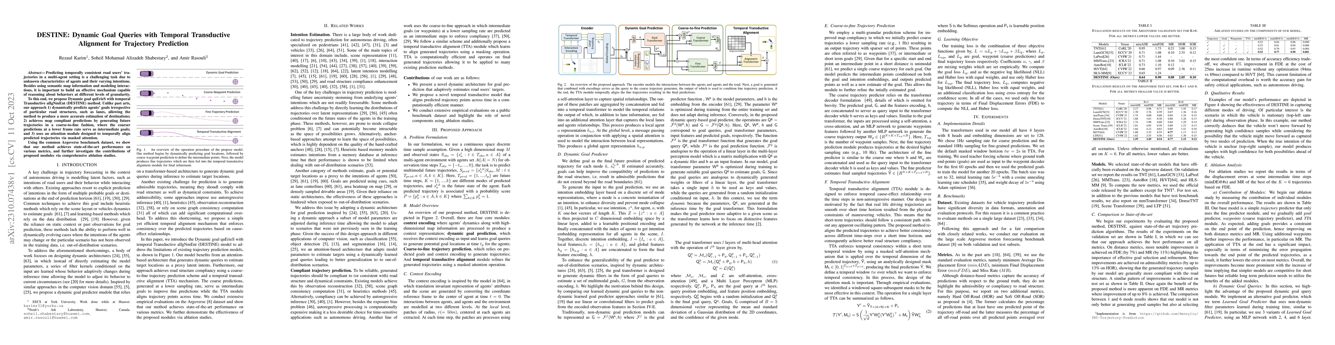 Thumbnail for DESTINE: Dynamic Goal Queries with Temporal Transductive Alignment for
  Trajectory Prediction