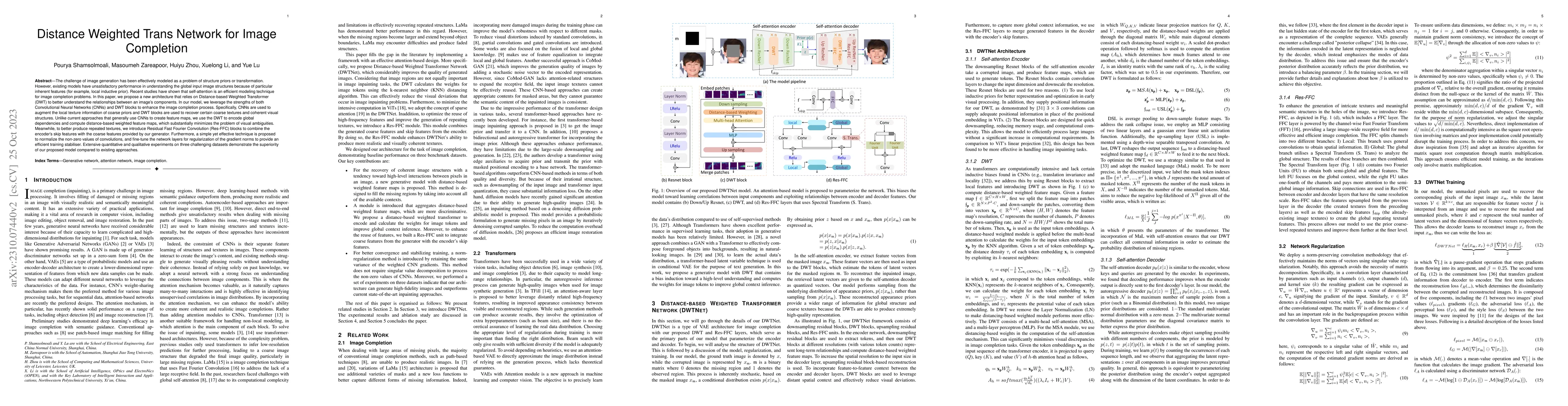 Thumbnail for Distance Weighted Trans Network for Image Completion