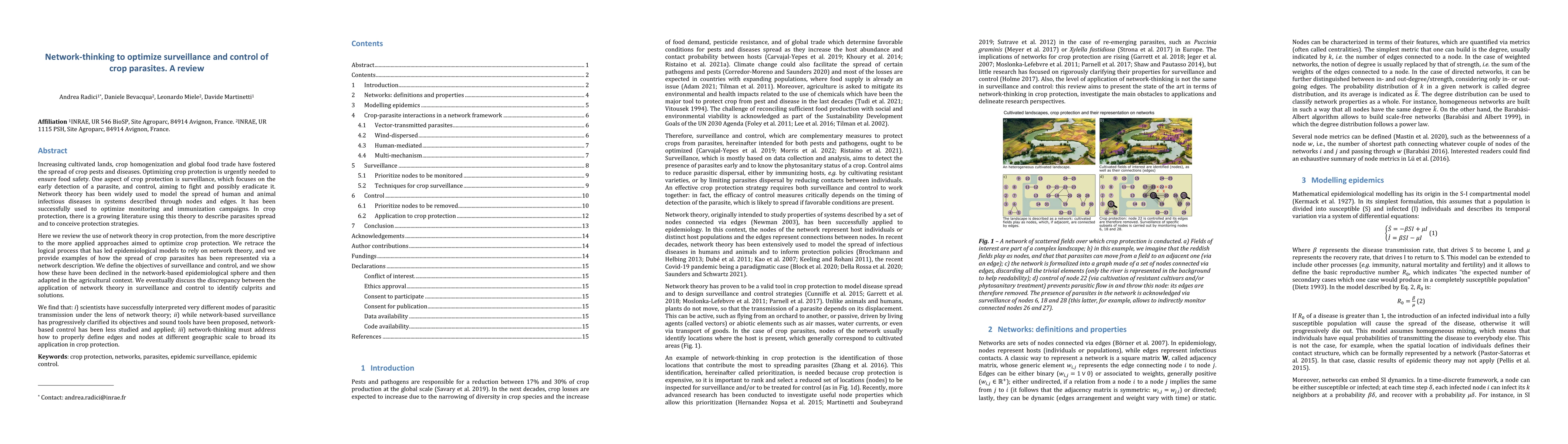 Thumbnail for Network-thinking to optimize surveillance and control of crop parasites.
  A review