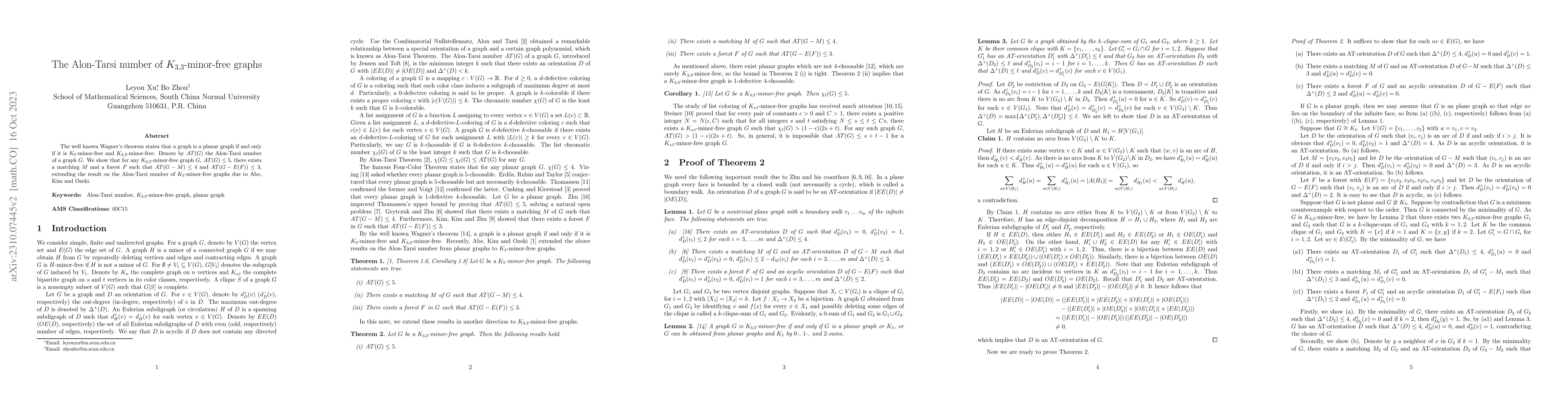 Thumbnail for The Alon-Tarsi number of $K_{3,3}$-minor-free graphs