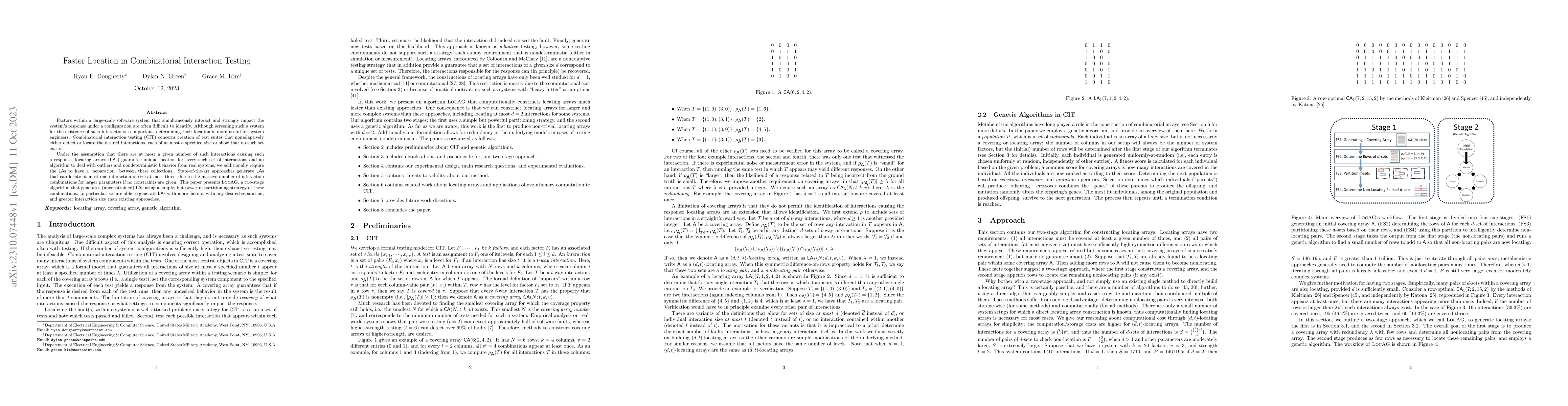 Thumbnail for Faster Location in Combinatorial Interaction Testing
