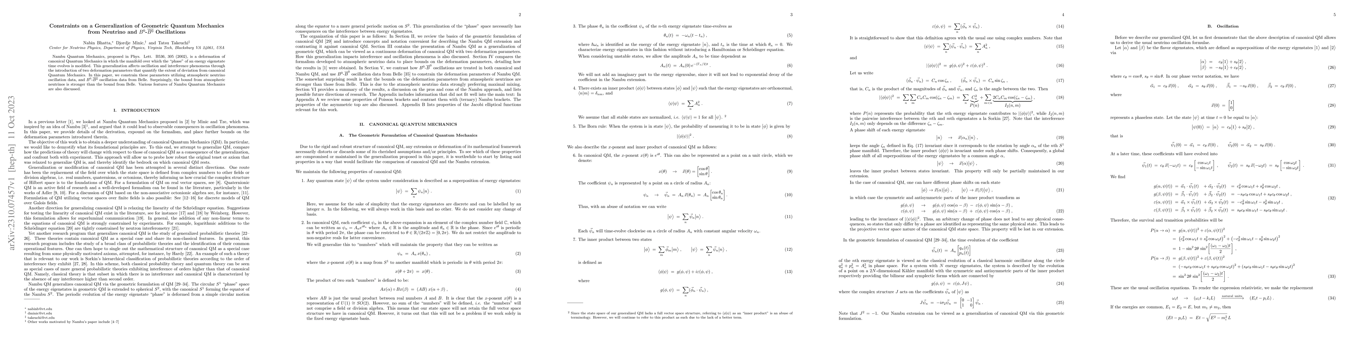Thumbnail for Constraints on a Generalization of Geometric Quantum Mechanics from
  Neutrino and $B^0$-$\overline{B^0}$ Oscillations