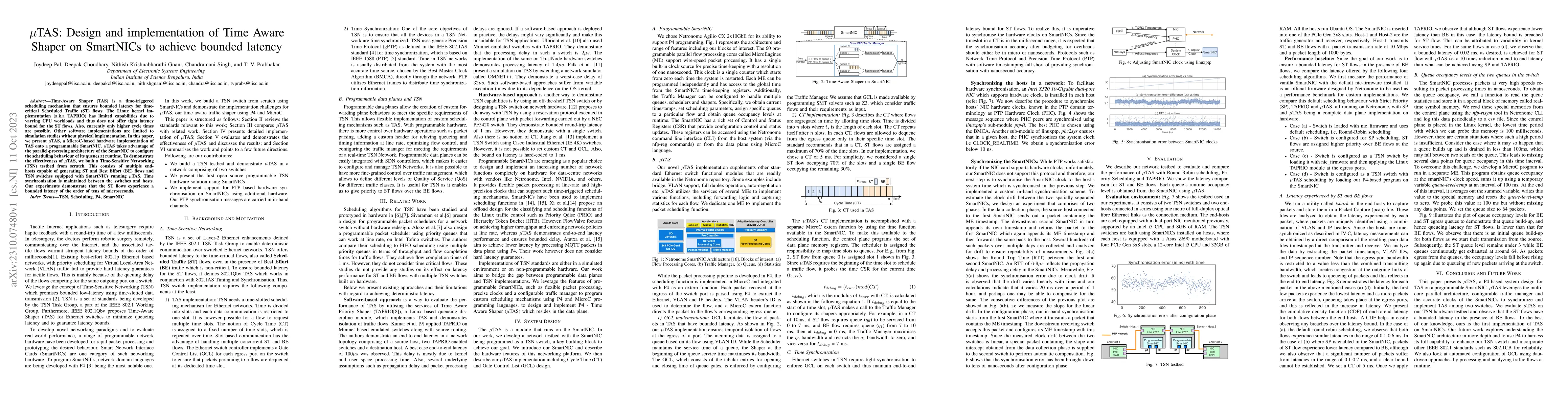 Thumbnail for $\mu$TAS: Design and implementation of Time Aware Shaper on SmartNICs to
  achieve bounded latency
