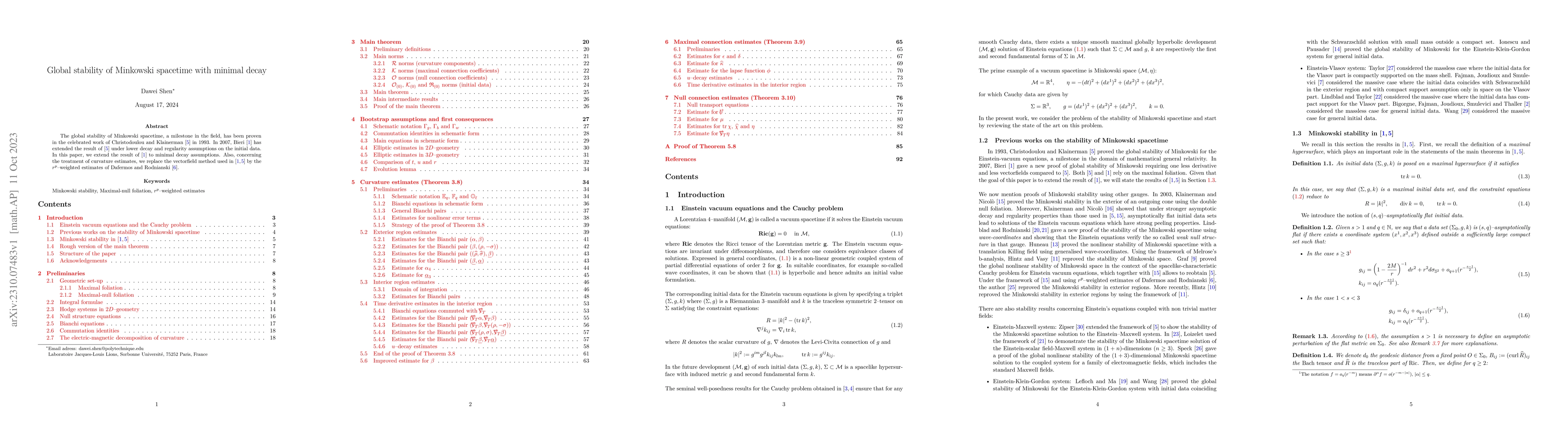 Thumbnail for Global stability of Minkowski spacetime with minimal decay