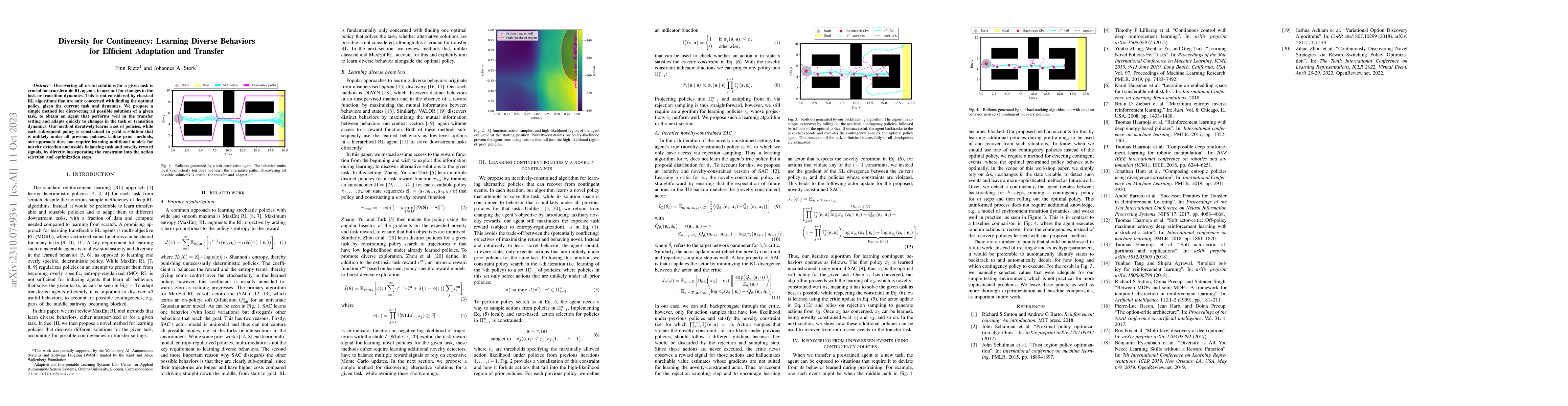 Thumbnail for Diversity for Contingency: Learning Diverse Behaviors for Efficient
  Adaptation and Transfer