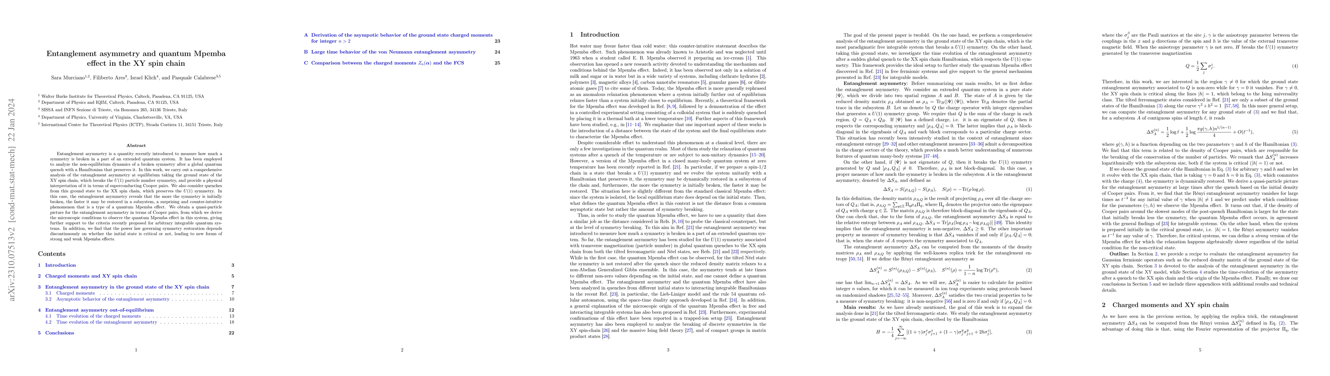 Thumbnail for Entanglement asymmetry and quantum Mpemba effect in the XY spin chain