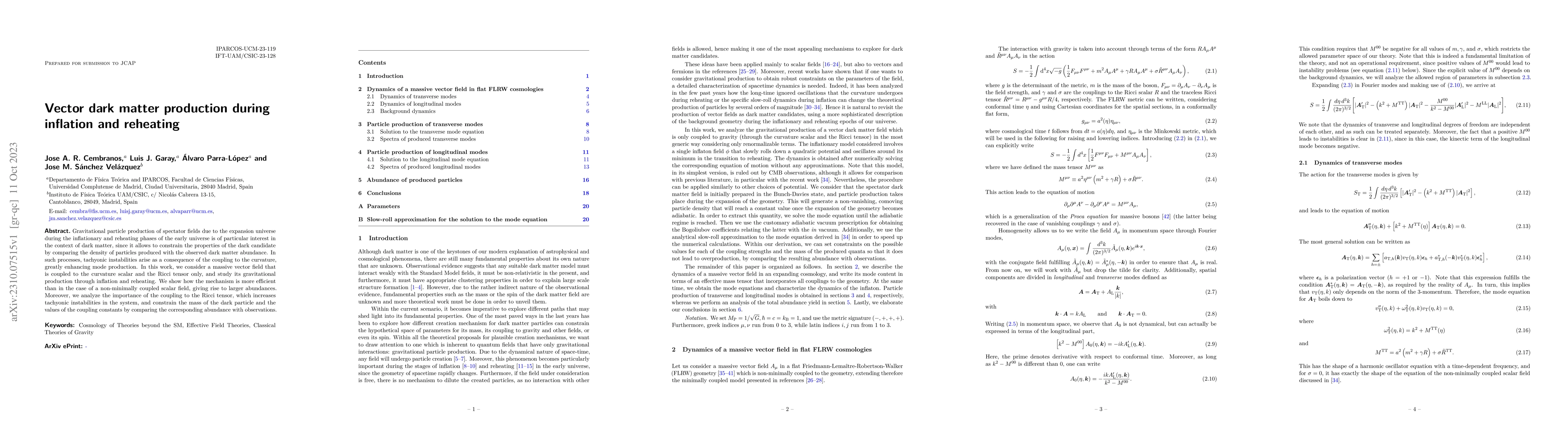 Thumbnail for Vector dark matter production during inflation and reheating