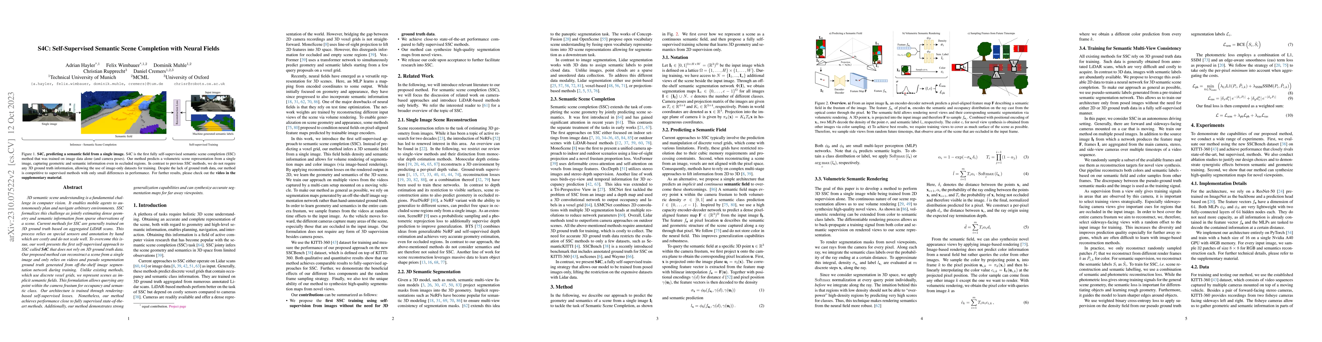 Thumbnail for S4C: Self-Supervised Semantic Scene Completion with Neural Fields