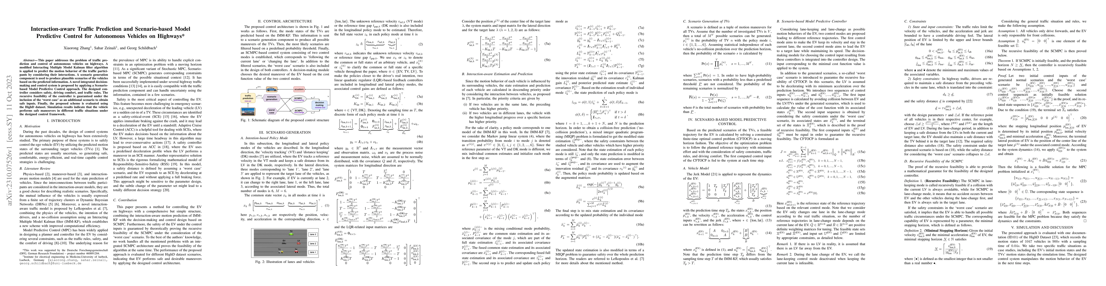 Thumbnail for Interaction-aware Traffic Prediction and Scenario-based Model Predictive
  Control for Autonomous Vehicles on Highways