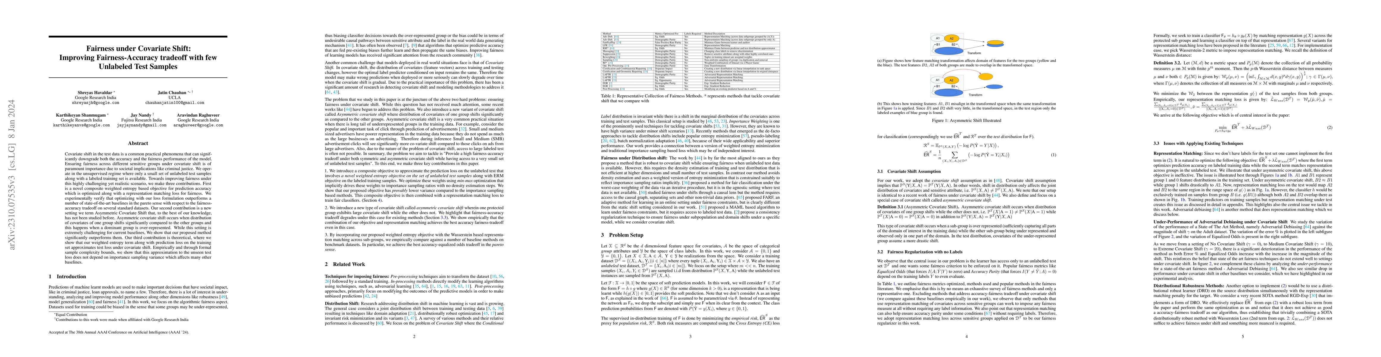 Thumbnail for Fairness under Covariate Shift: Improving Fairness-Accuracy tradeoff
  with few Unlabeled Test Samples