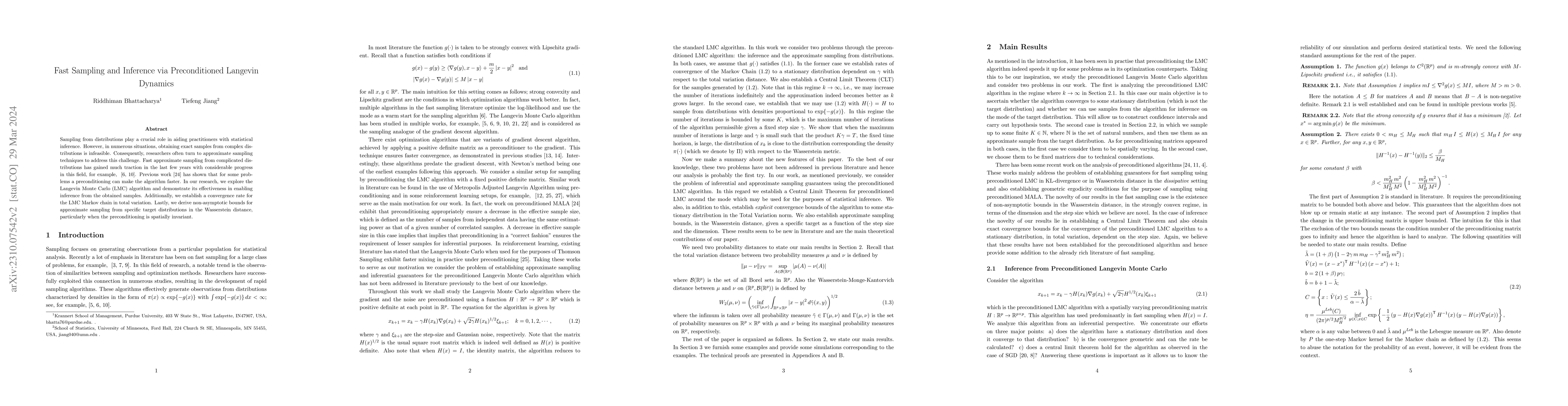 Thumbnail for Fast Sampling and Inference via Preconditioned Langevin Dynamics