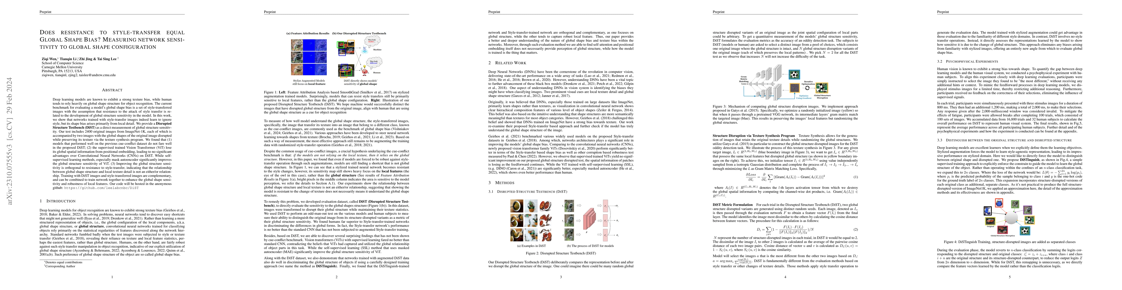 Thumbnail for Does resistance to style-transfer equal Global Shape Bias? Measuring
  network sensitivity to global shape configuration