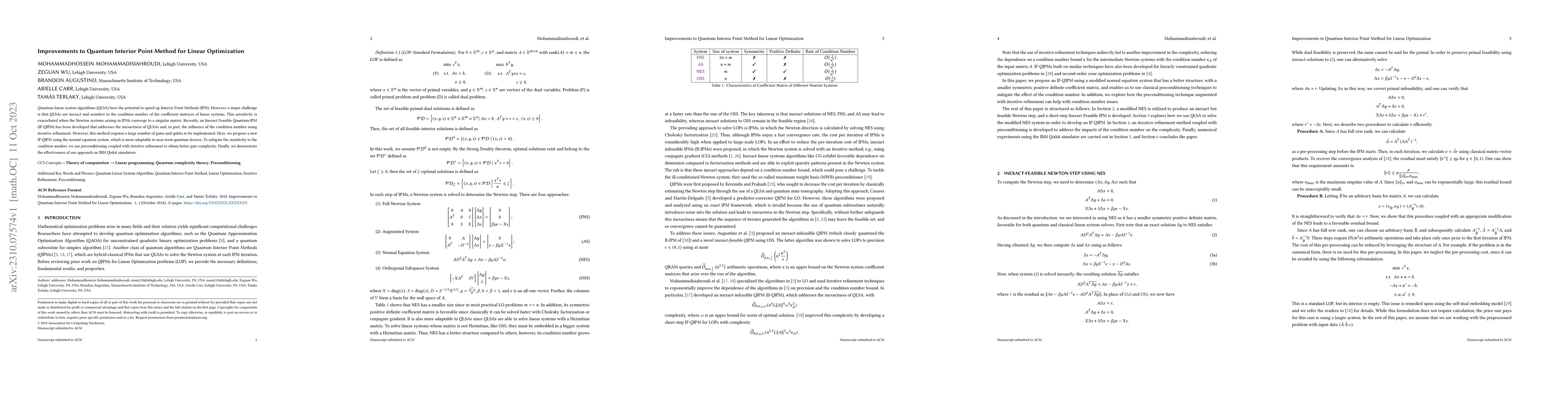 Thumbnail for Improvements to Quantum Interior Point Method for Linear Optimization