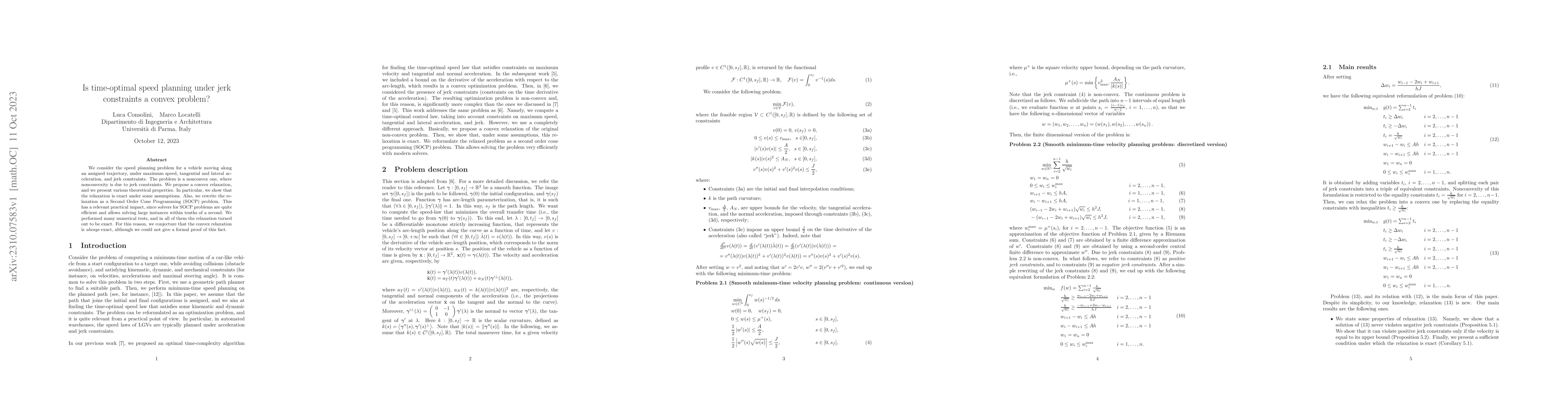 Thumbnail for Is time-optimal speed planning under jerk constraints a convex problem?