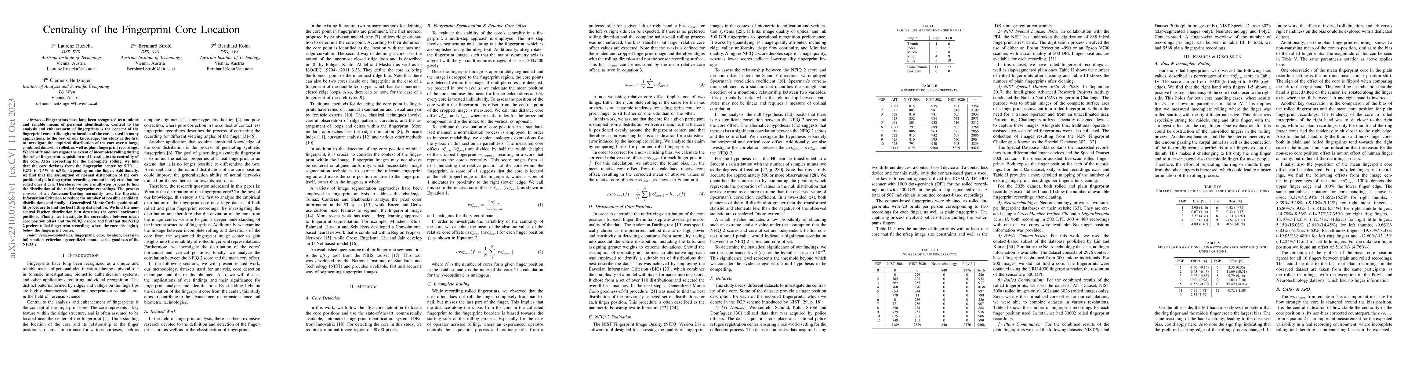 Thumbnail for Centrality of the Fingerprint Core Location