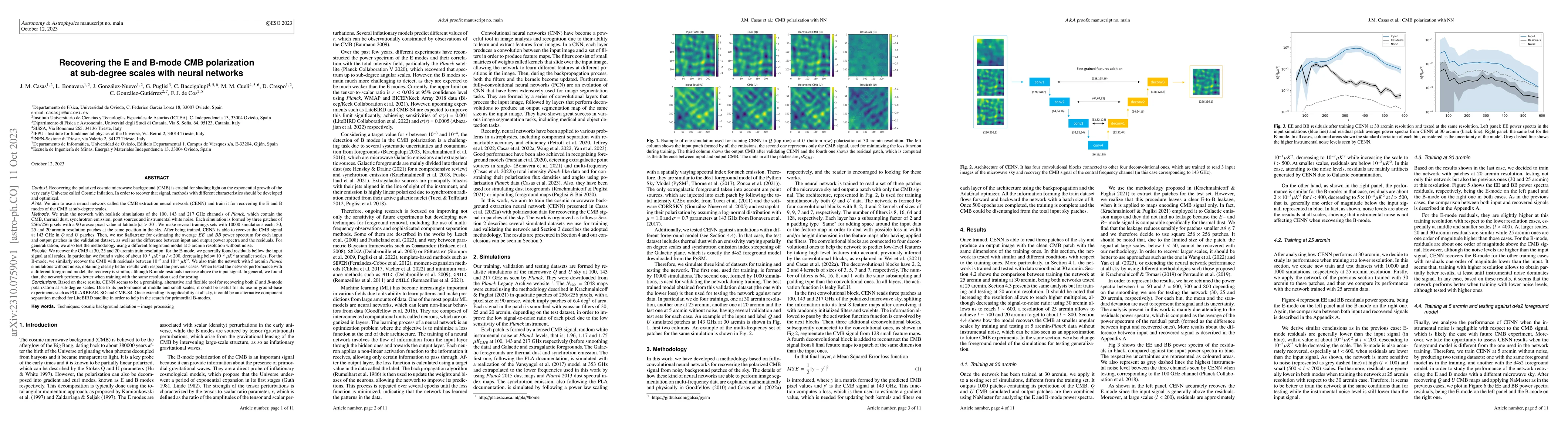 Thumbnail for Recovering the E and B-mode CMB polarization at sub-degree scales with
  neural networks