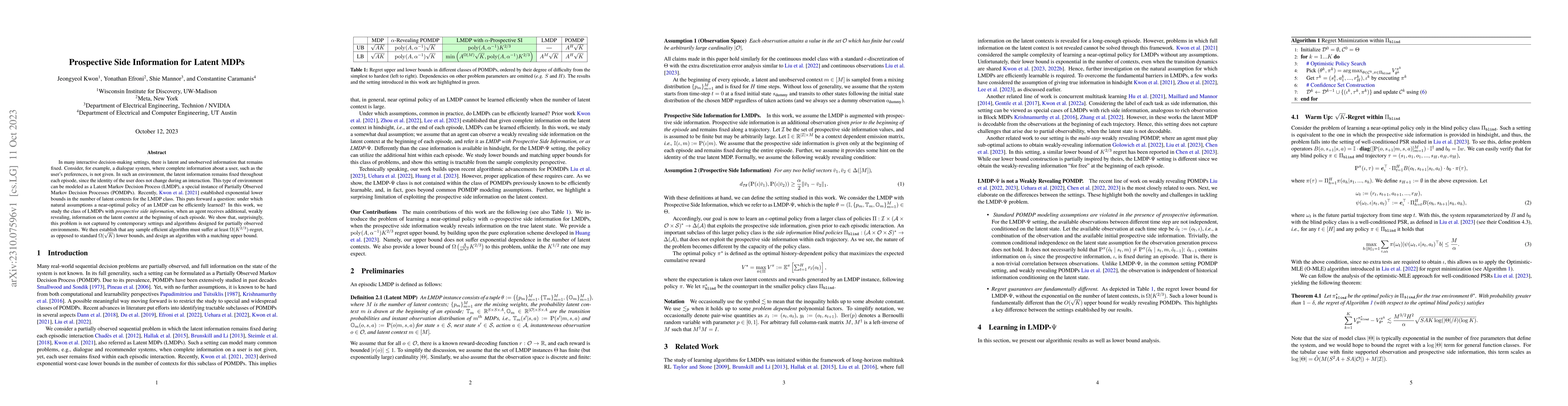 Thumbnail for Prospective Side Information for Latent MDPs